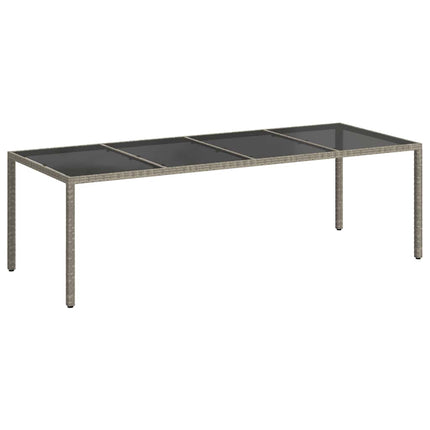 Utebord grå 250x100x75 cm härdat glas och konstrotting
