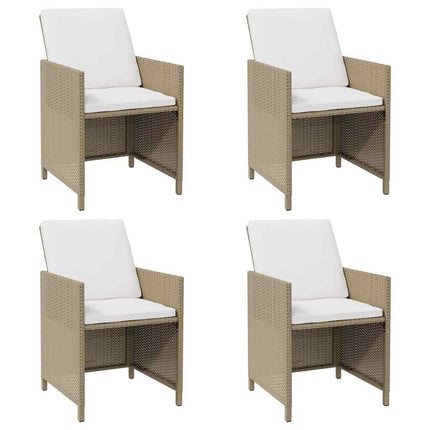 Trädgårdsstolar med dynor 4 st konstrotting beige