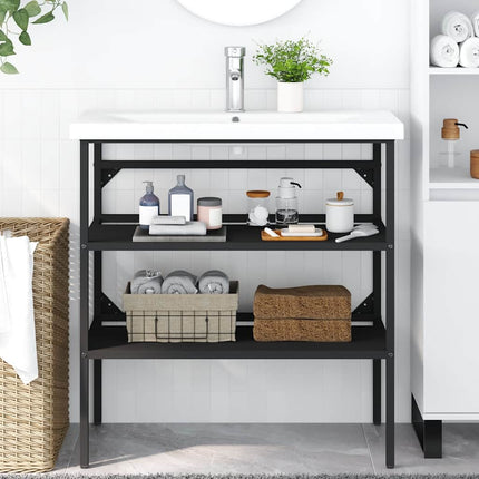 Ram för tvättställ svart 79x38x83 cm järn