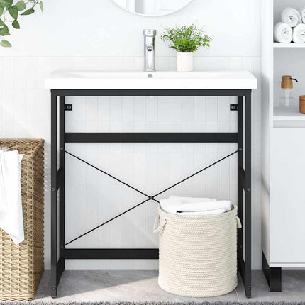Ram för tvättställ svart 79x38x83 cm järn