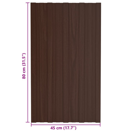 Takpanel 12 pcs Brun 80 x 45 cm Galvaniserat stål