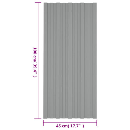 Takpanel 12 pcs Grå 100 x 45 cm Galvaniserat stål