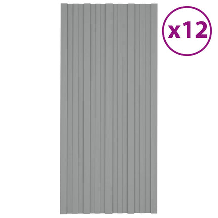 Takpanel 12 pcs Grå 100 x 45 cm Galvaniserat stål