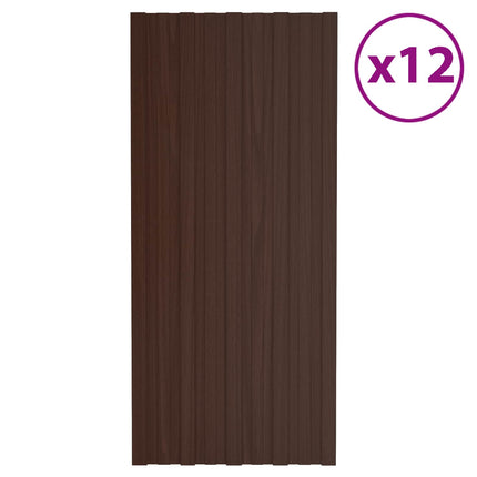 Takpanel 12 pcs Brun 100 x 45 cm Galvaniserat stål