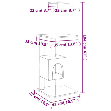 Klösträd med sisalpelare ljusgrå 104 cm