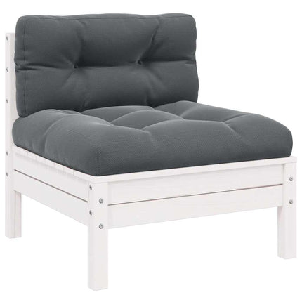 Loungegrupp med dynor 3 delar vit massiv furu
