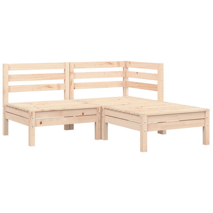 Loungegrupp med grå dynor 3 delar massiv furu