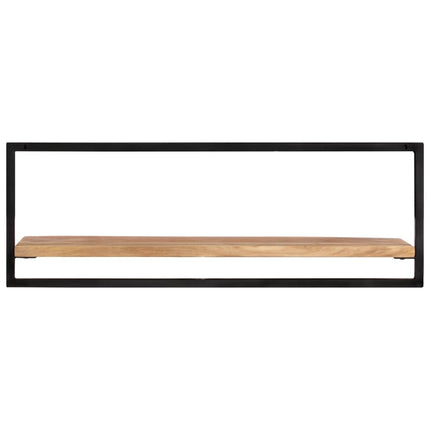 Vägghyllor 2 st 100x24x35 cm massivt akaciaträ och stål