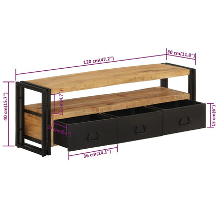Tv-bänk 120x30x40 cm massivt mangoträ
