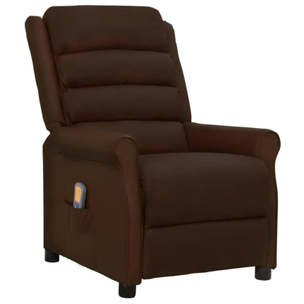 Massagefåtölj brun konstläder