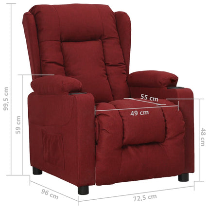 Reclinerfåtölj vinröd tyg