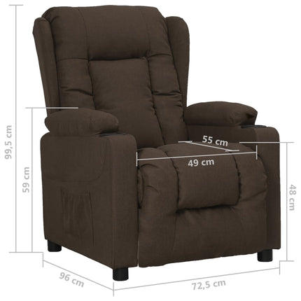 Reclinerfåtölj mörkbrun tyg