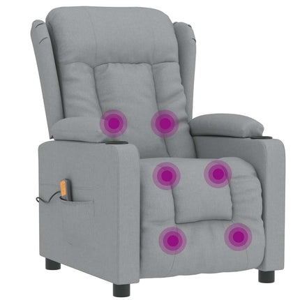 Massagefåtölj ljusgrå tyg