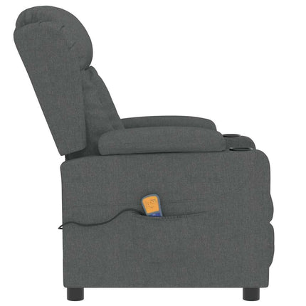 Massagefåtölj mörkgrå tyg