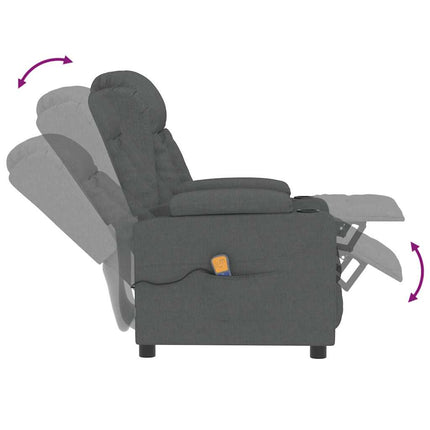 Massagefåtölj mörkgrå tyg