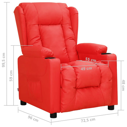 Reclinerfåtölj röd konstläder