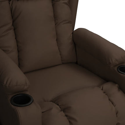 Massagefåtölj brun konstläder