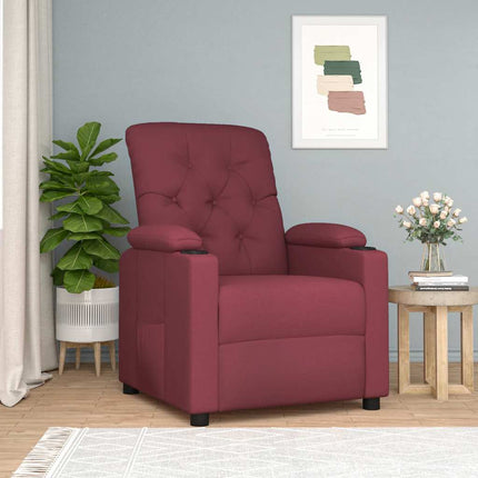 Reclinerfåtölj vinröd tyg