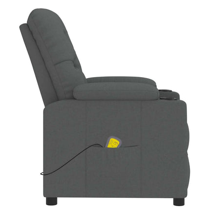 Massagefåtölj mörkgrå tyg
