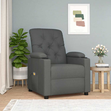 Massagefåtölj mörkgrå tyg
