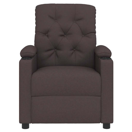 Massagefåtölj mörkbrun tyg