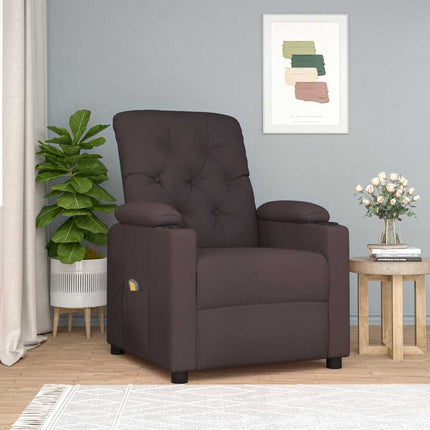 Massagefåtölj mörkbrun tyg