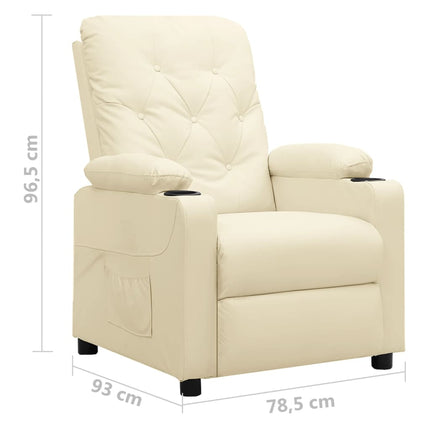 Reclinerfåtölj gräddvit konstläder