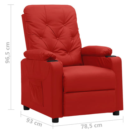 Reclinerfåtölj vinröd konstläder