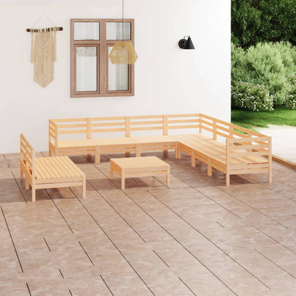 Loungegrupp för trädgården 10 delar massiv furu