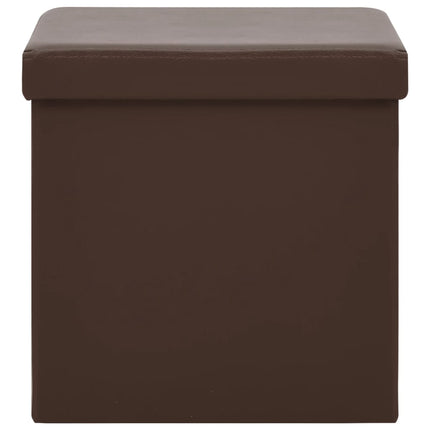 Hopfällbar förvaringspall brun PVC