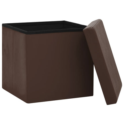 Hopfällbar förvaringspall brun PVC