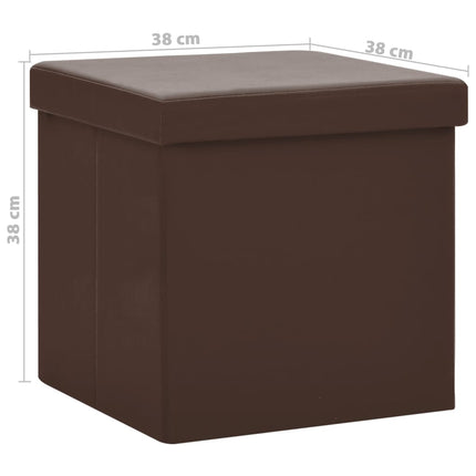 Hopfällbar förvaringspall brun PVC