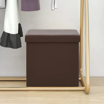 Hopfällbar förvaringspall brun PVC