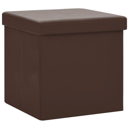 Hopfällbara förvaringspallar 2 st brun PVC