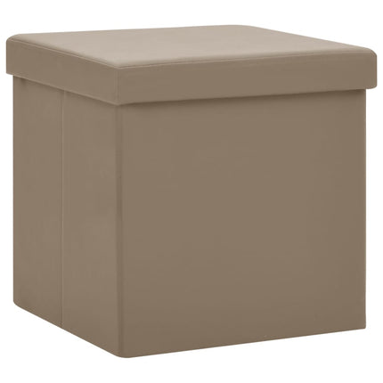 Hopfällbara förvaringspallar 2 st cappuccino PVC