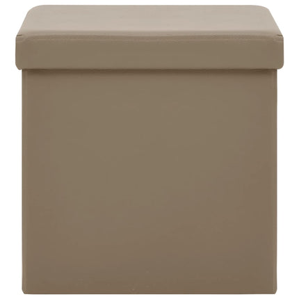 Hopfällbara förvaringspallar 2 st cappuccino PVC