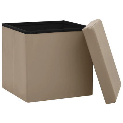 Hopfällbara förvaringspallar 2 st cappuccino PVC