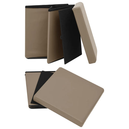 Hopfällbara förvaringspallar 2 st cappuccino PVC