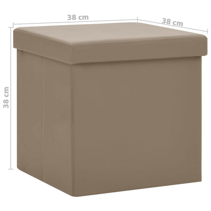 Hopfällbara förvaringspallar 2 st cappuccino PVC