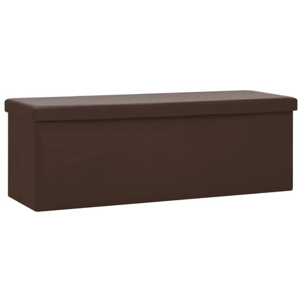 Hopfällbar förvaringsbänk brun PVC