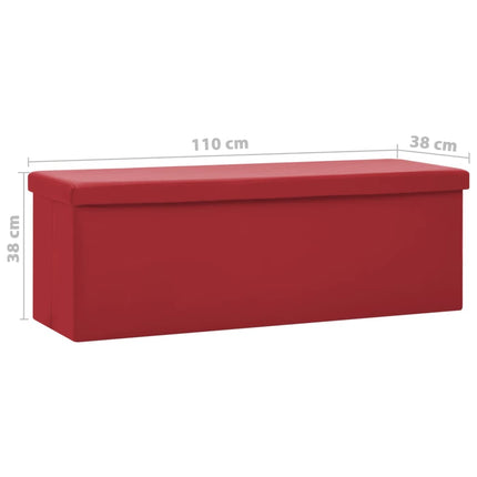 Hopfällbar förvaringsbänk vinröd PVC
