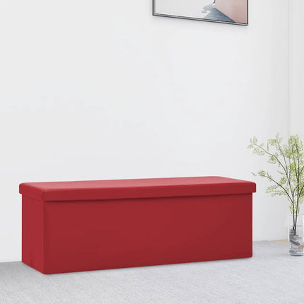 Hopfällbar förvaringsbänk vinröd PVC