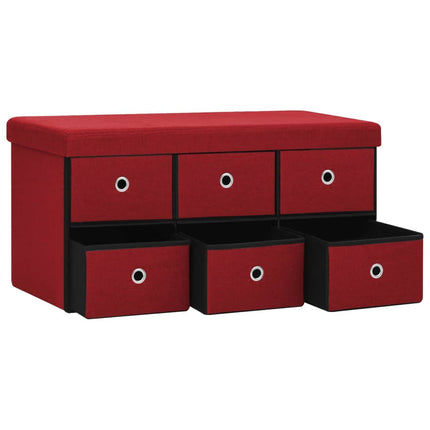 Hopfällbar förvaringsbänk vinröd 76x38x38 cm konstlinne