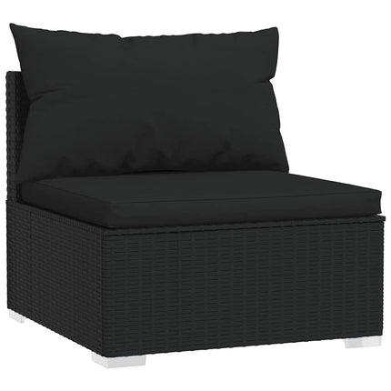 Loungegrupp för trädgården med dynor 4 delar svart konstrotting