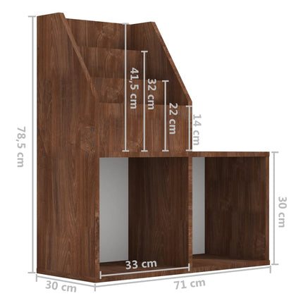 Tidningsställ för barn brun ek 71x30x78,5 cm konstruerat trä