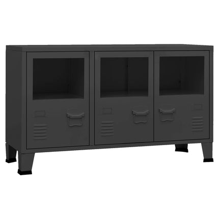 Skänk industriell svart 105x35x62 cm metall och glas