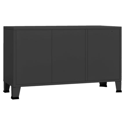Skänk industriell svart 105x35x62 cm metall och glas