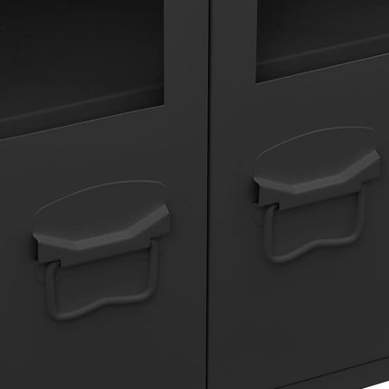 Skänk industriell svart 105x35x62 cm metall och glas