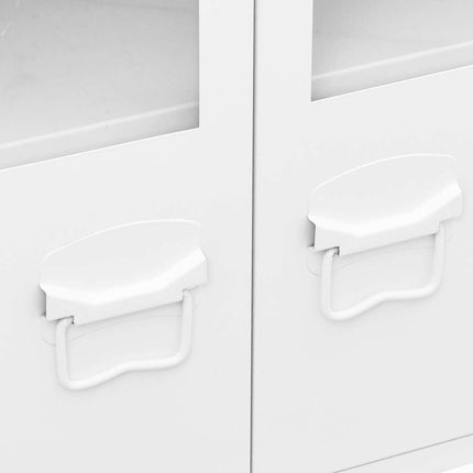 Skänk industriell vit 105x35x62 cm metall och glas