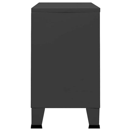 Skänk industriell antracit 105x35x62 cm metall och glas